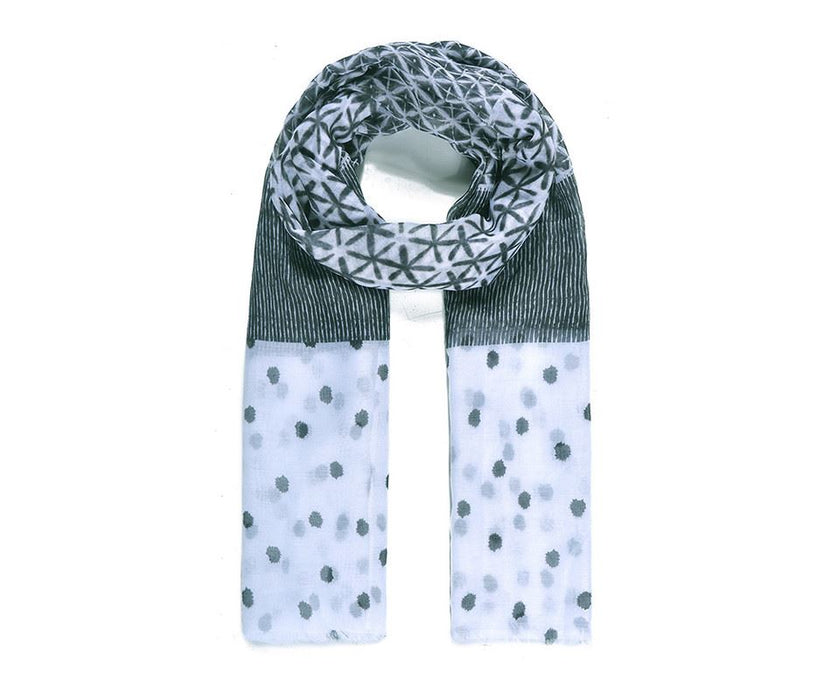 Monochrome Pattern Paint Print Scarf