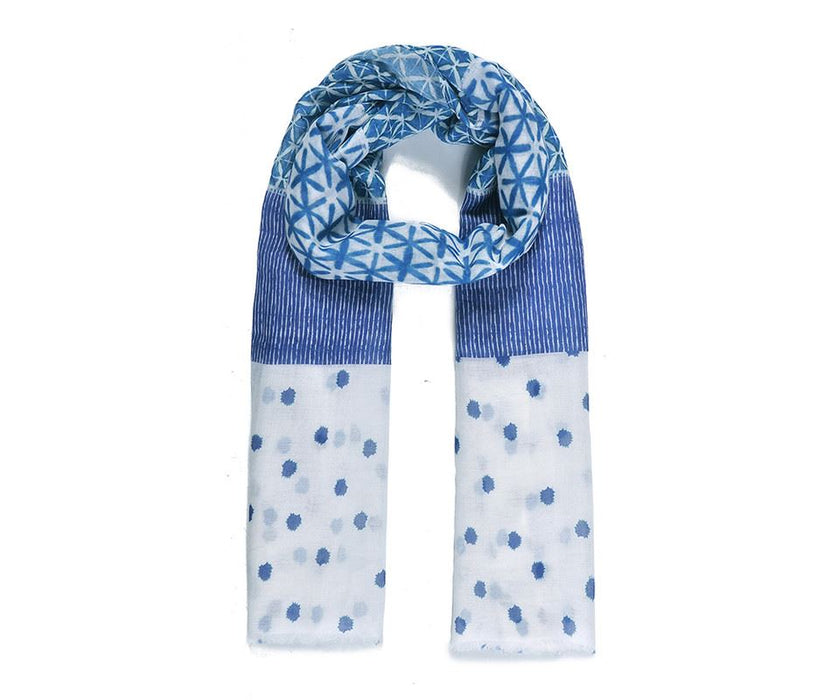 Blue Pattern Paint Print Scarf