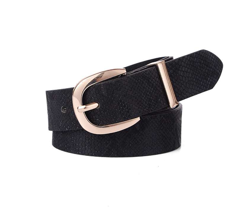 Black snakeskin belt - S/M