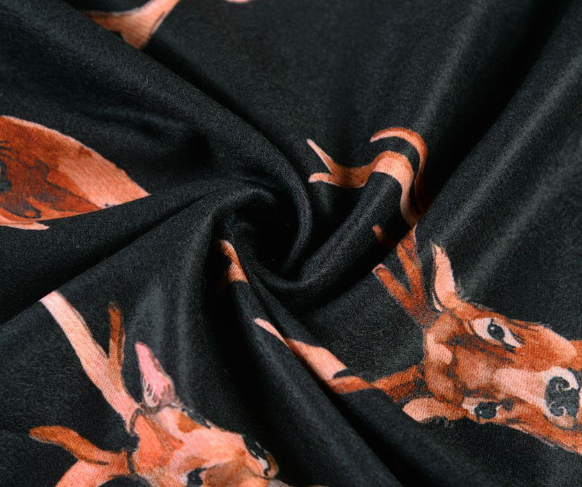 Black/Orange Deer Print Double-side Scarf