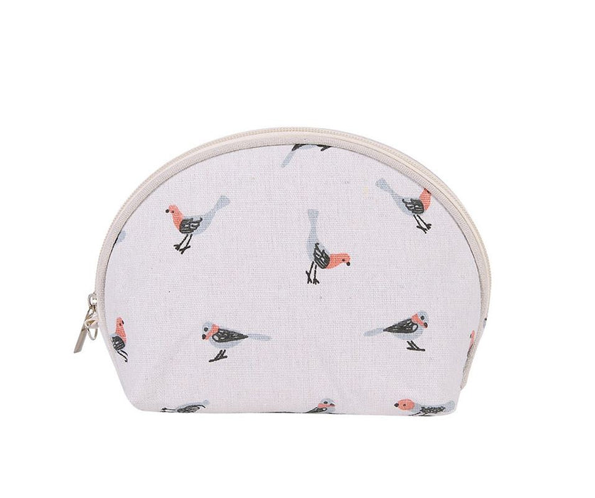 Ivory Bird Print Shell Shaped Makeup Bag