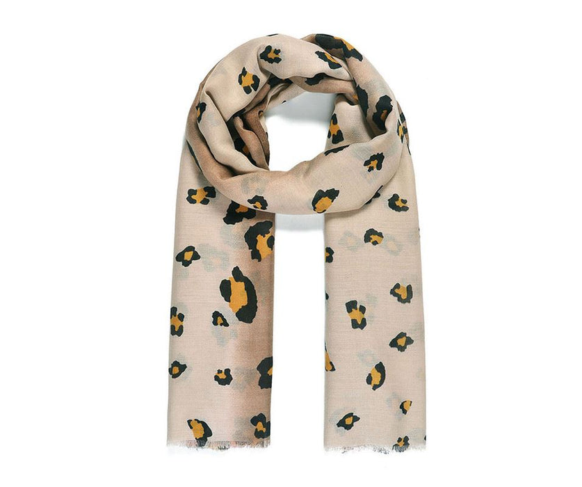 Tan/Beige/Red Leopard Print Scarf