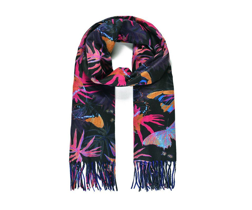 Blue Butterfly Print Double-side Scarf