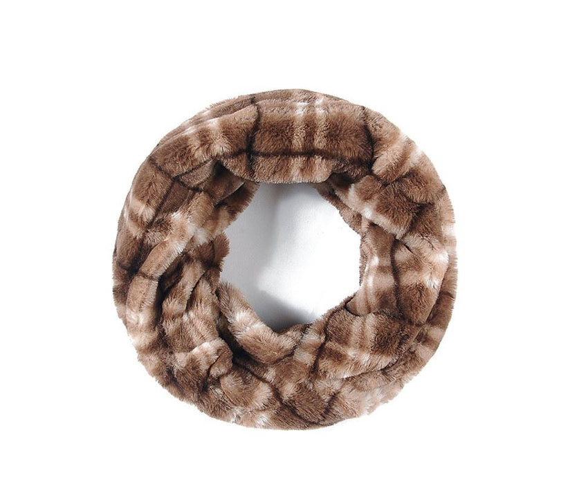 Tan faux fur twisted snood