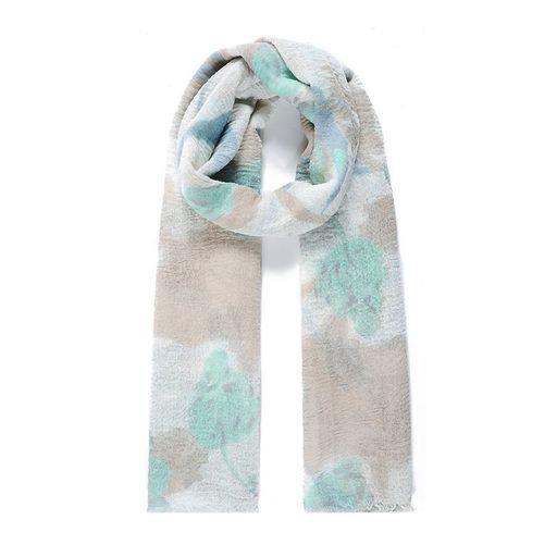 Green leafy print scarf