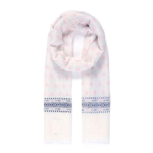 Pink Paisley Border Print Scarf