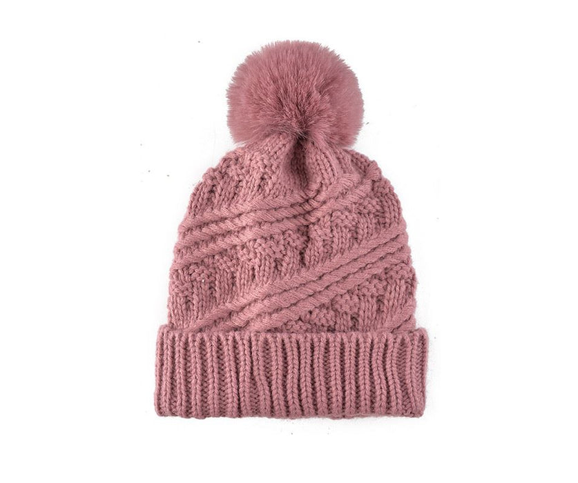Mauve knitted Pom hat
