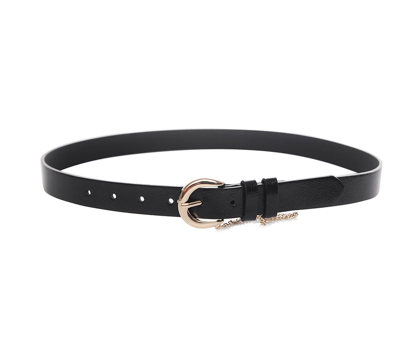 Metallic Black chain loop belt - S/M