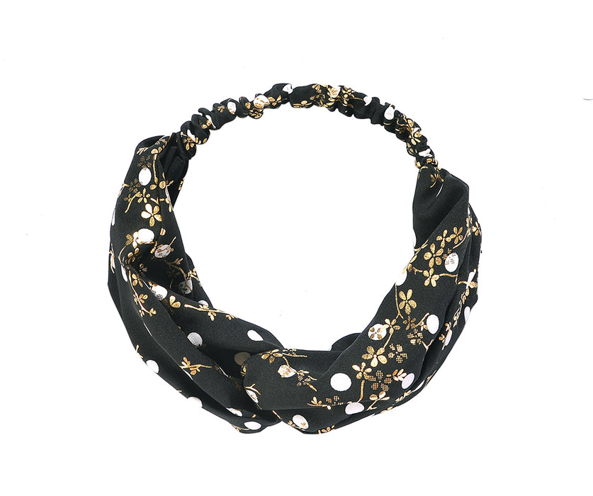 Polka dot with metallic floral headscarves - pack of 10pcs