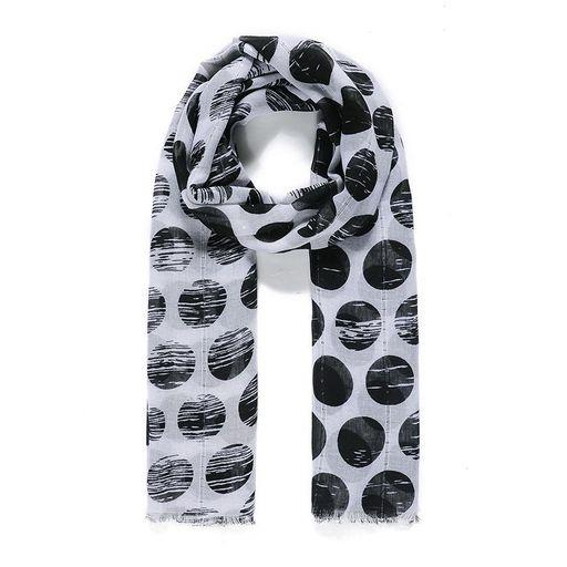 Mono faded circle print embellished scarf