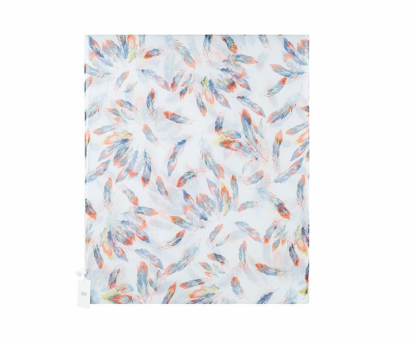 White Scattered Feather Print Scarf