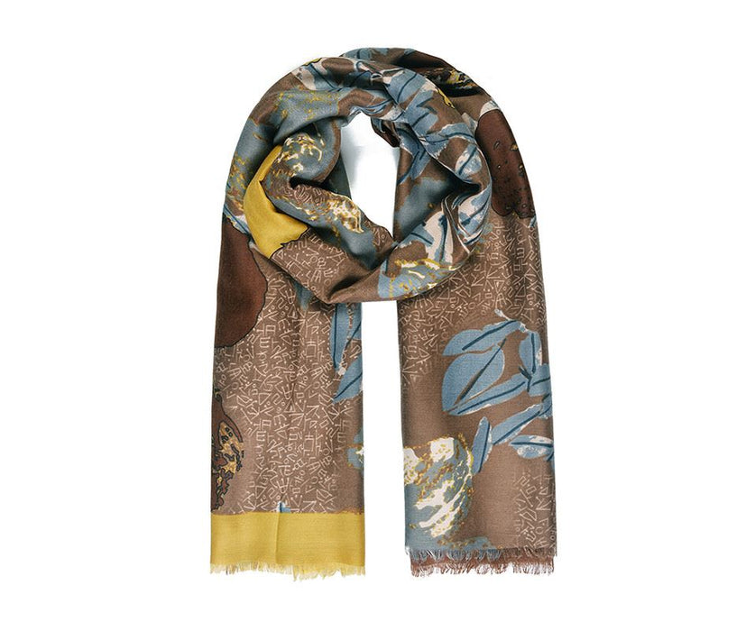 Grey Abstract Floral Print scarf