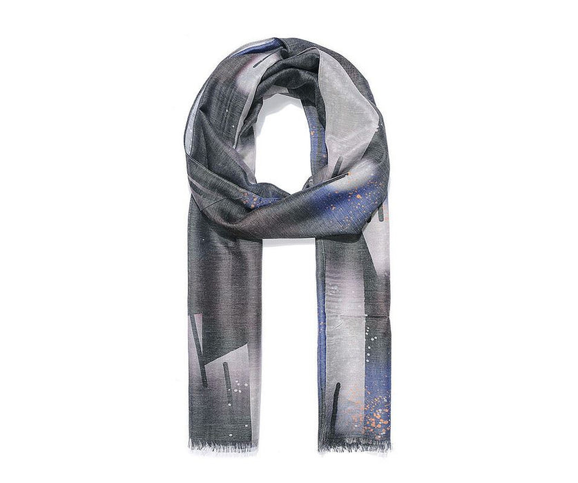 Blue abstract print scarf