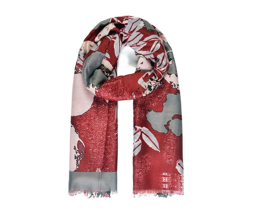 Red Abstract Floral Print scarf