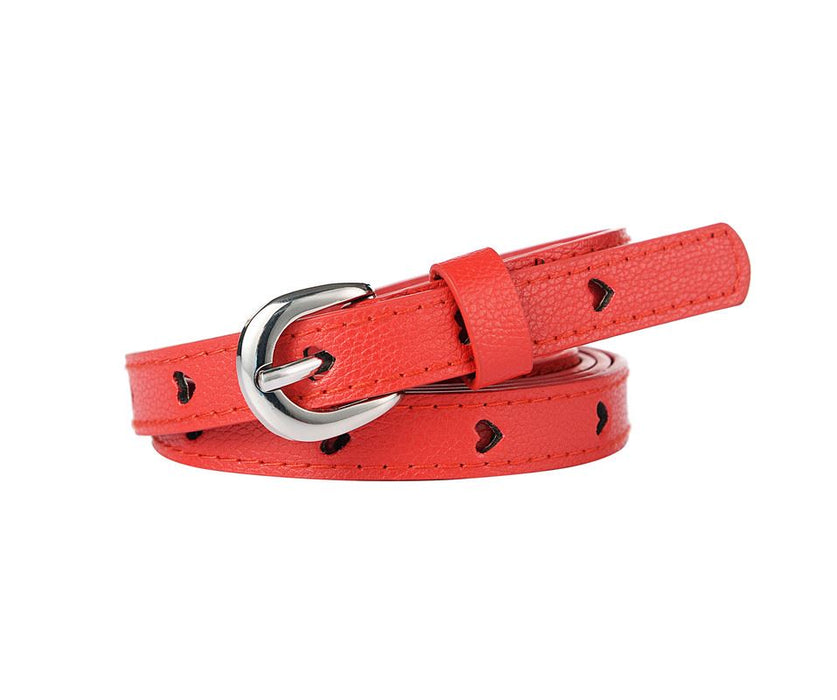 Red heart shaped holes skinny belt - M/L