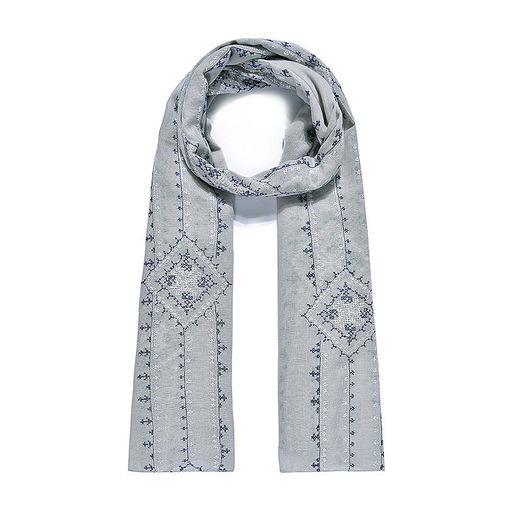 Grey embroidered scarf