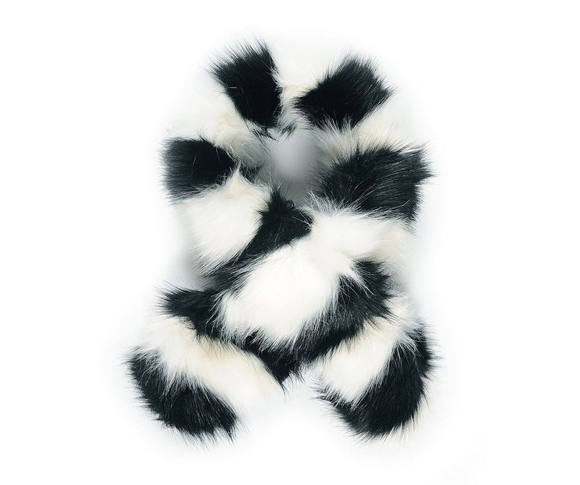 Racoon Monochrome stripe faux fur scarf