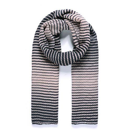 Pink Gradient Striped Pleated Scarf