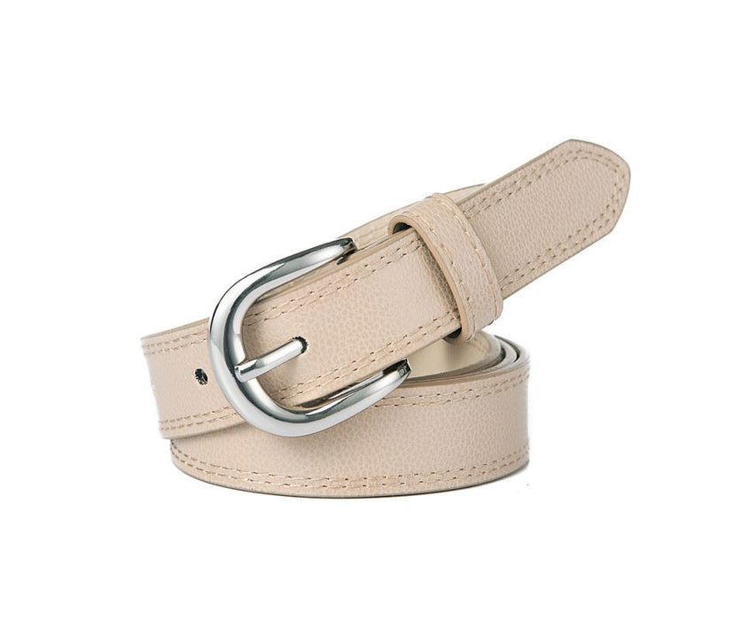 Light grey classic silver buckle belt - S/M