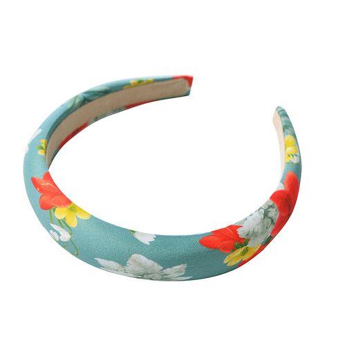 Teal with red floral padded headband
