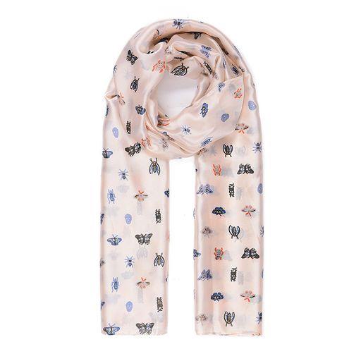 Silk like pink insects print scarf