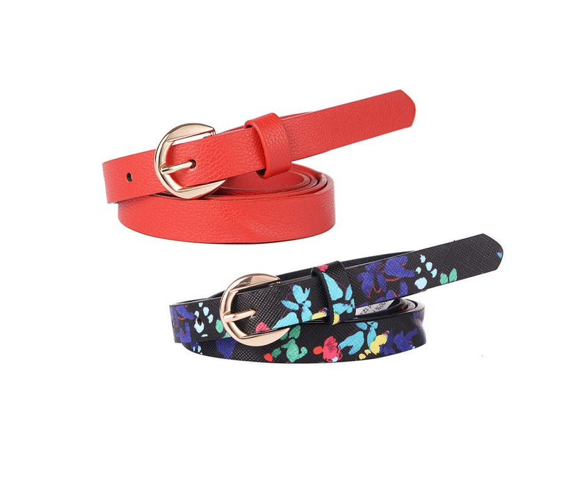 Floral and red pack of two belt S/M