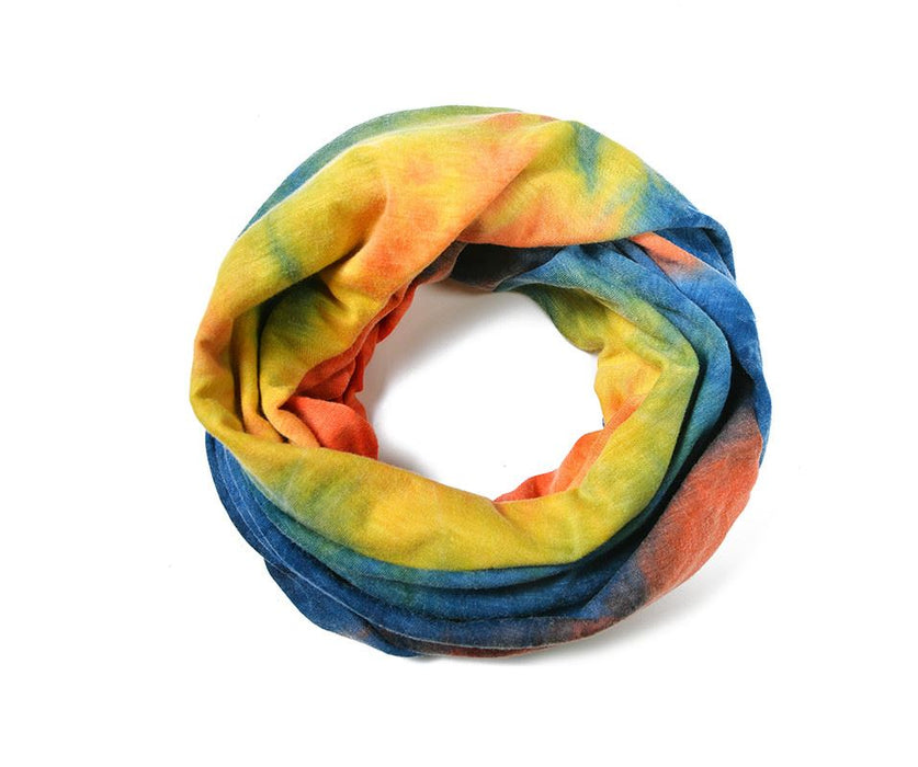 Orange/Navy tie dye all Snood/headband change to Face Covering