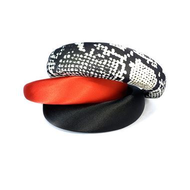 10pcs Mixed Satin padded headbands - Black/Red/Python