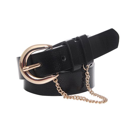 Metallic Black chain loop belt - M/L