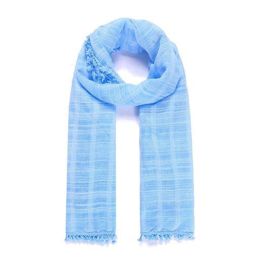 Blue Check Dyed Narrow Scarf