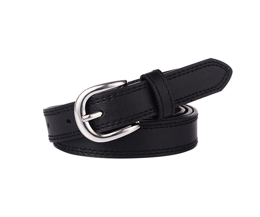 Black classic silver buckle belt - M/L