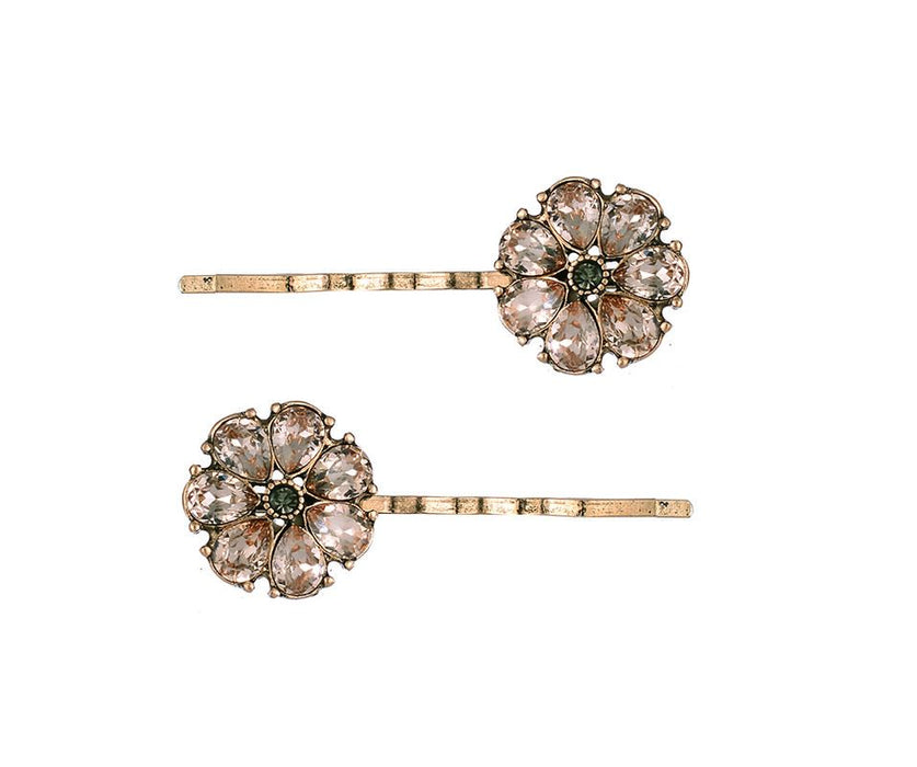 Vintage Gold Flowery Hairpin/ Slides Pack Of 2