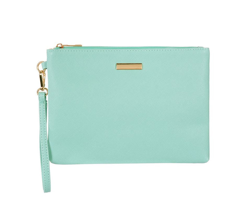Turquoise flat clutch bag