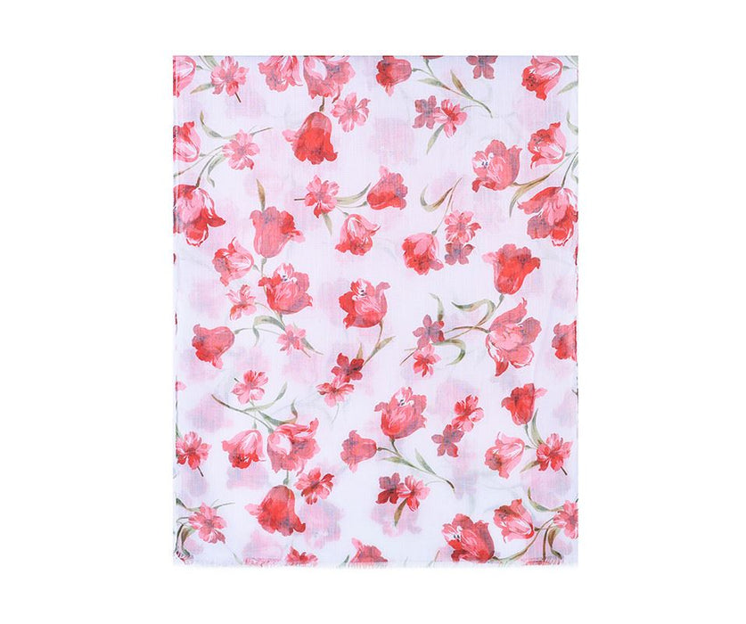 Red Floral Print Scarf