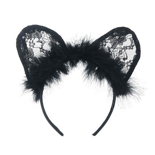 Black furry cat ears headband