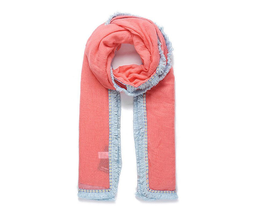 Coral fringe scarf