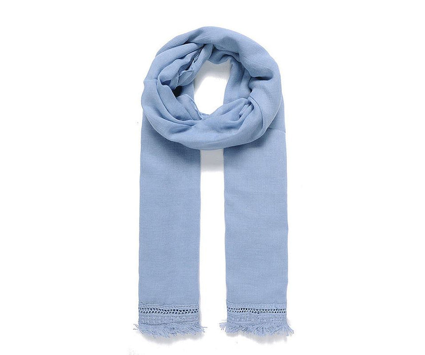 Blue lace trim scarf