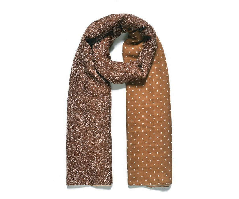 Tan Cottage Core Ditsy Print Scarf