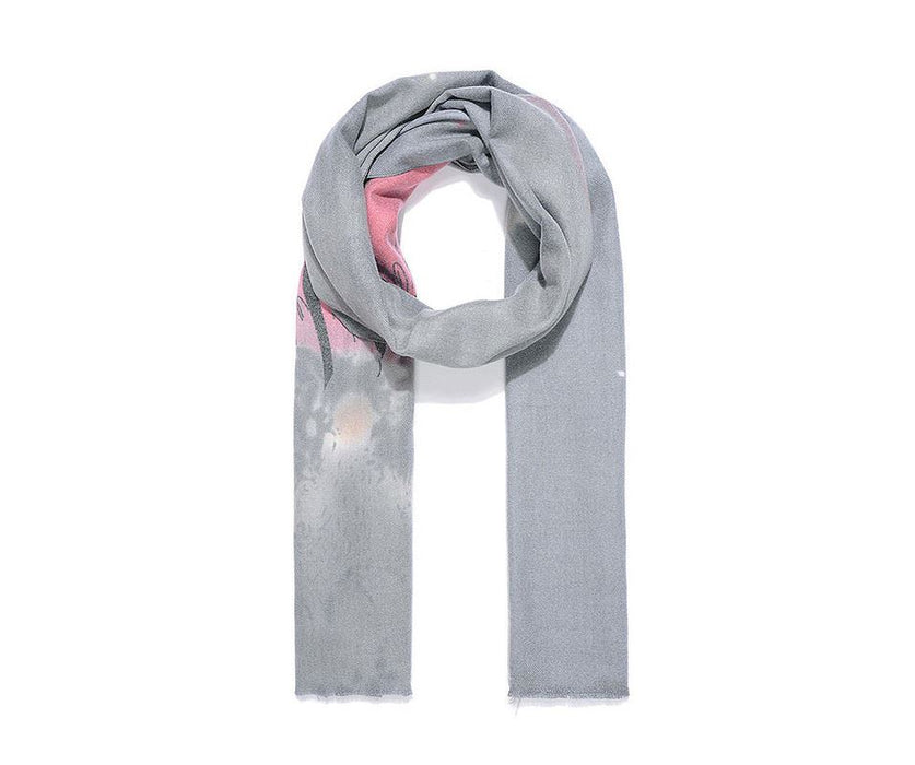 Grey watercolour print scarf