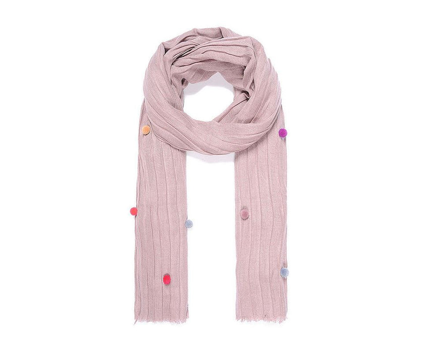 Pink scarf with pompom