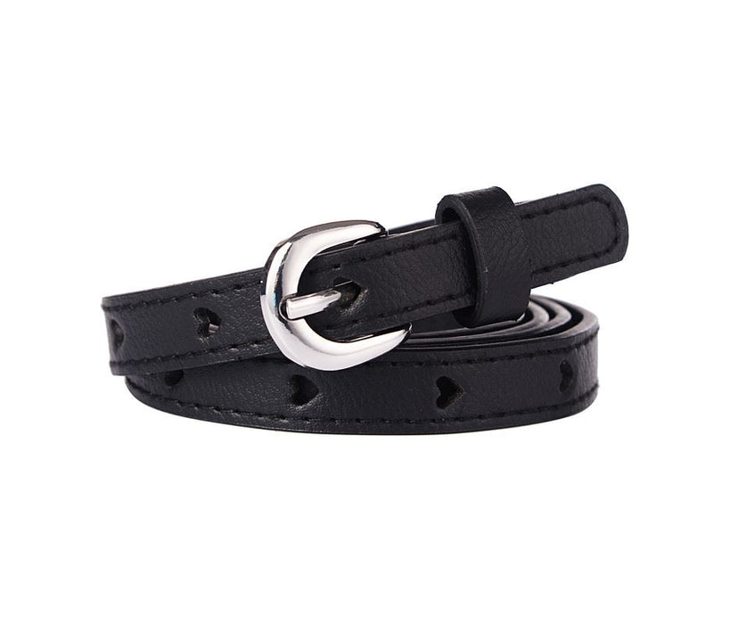 Black heart shaped holes skinny belt - M/L