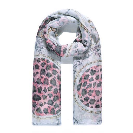 Red Leopard & Chain Print Scarf
