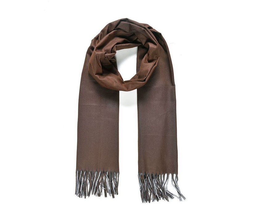 Brown and grey double side blanket scarf